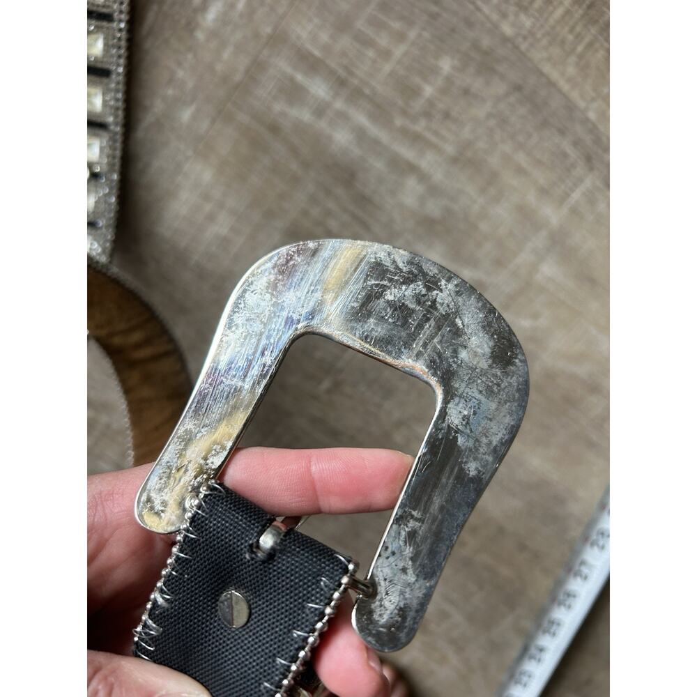 Western Rhinestone Concho Belt Womens Silver Crystal Studded Cowgirl 34-38 - Picture 7 of 16